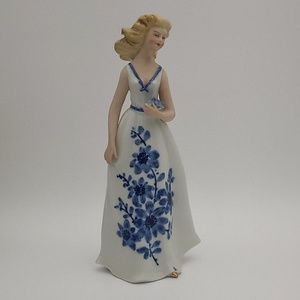 Vintage German cobalt blue porcelain art deco woman figurine
